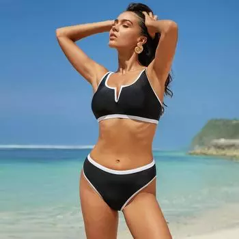 Женское бикини, сексуальный купальный костюм с высокой талией, пляжный купальник, женский летний купальник S