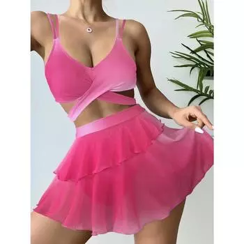 Женское бикини, сексуальный купальный костюм с высокой талией, пляжный купальник, женский летний купальник S розы красного