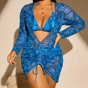 Женское бикини, сексуальный купальный костюм с высокой талией, пляжный купальник, женский летний купальник 0XL королевский синий