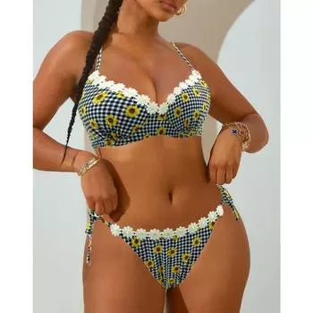 Женское бикини, сексуальный купальный костюм с высокой талией, пляжный купальник, женский летний купальник S