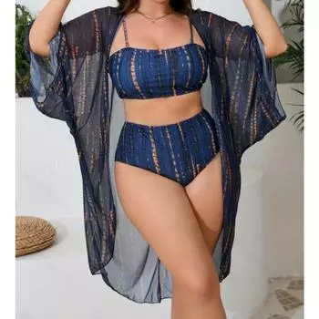 Женское бикини, сексуальный купальный костюм с высокой талией, пляжный купальник, женский летний купальник 0XL тёмно-синий