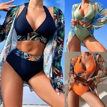 Женское бикини, сексуальный купальный костюм с высокой талией, пляжный купальник, женский летний купальник S