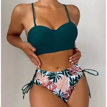Женское бикини, сексуальный купальный костюм с высокой талией, пляжный купальник, женский летний купальник S