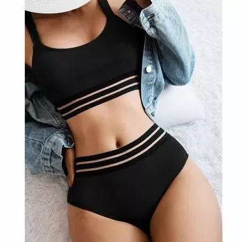 Женское бикини, сексуальный купальный костюм с высокой талией, пляжный купальник, женский летний купальник S зелёный