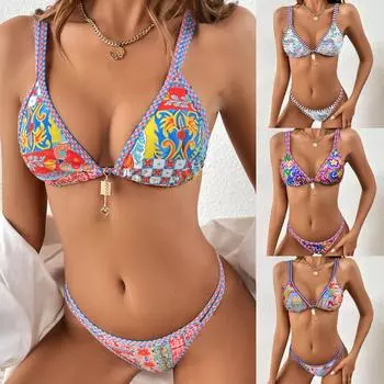 Женское бикини, сексуальный купальный костюм с высокой талией, пляжный купальник, женский летний купальник S