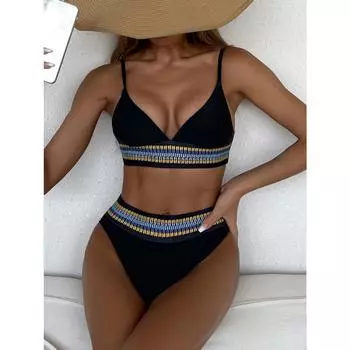 Женское бикини, сексуальный купальный костюм с высокой талией, пляжный купальник, женский летний купальник S красный