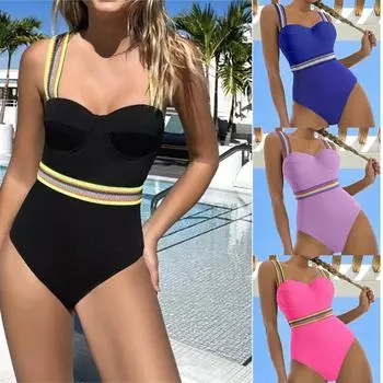 Женское бикини, сексуальный купальный костюм с высокой талией, пляжный купальник, женский летний купальник S