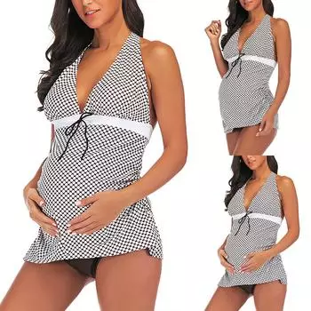 Женское бикини в полоску с разрезом, сексуальный купальник для беременных плюс купальник. L