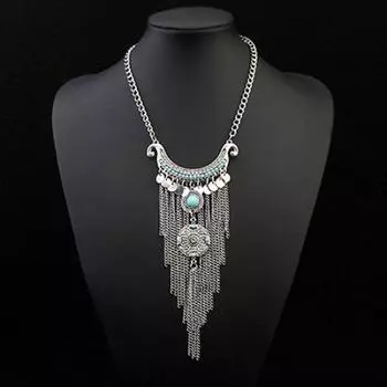 Женское бирюзовое ожерелье с блестками в стиле бохо