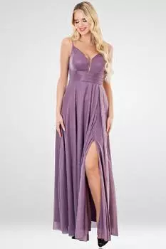 Женское блестящее длинное вечернее платье с веревочным ремнем