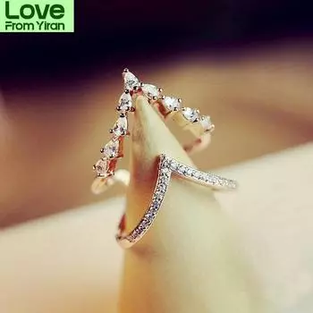 Женское блестящее двухслойное кольцо со стразами, новое модное ювелирное регулируемое золотое кольцо