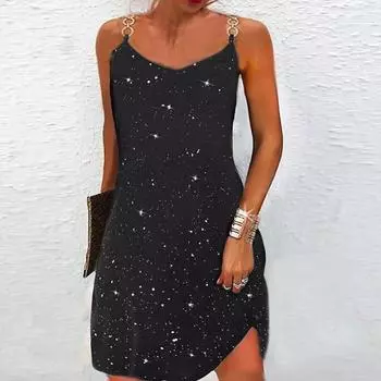 Женское блестящее мини-платье со стразами, женские летние вечерние клубные платья-майки