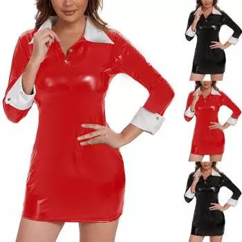 Женское блестящее облегающее платье с длинными рукавами XXXXXL красный