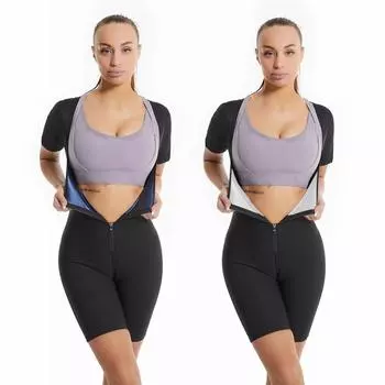 Женское боди для сауны 3 в 1, тонкое корректирующее белье для всего тела, тренажер для талии, корсет для похудения, комбинезон для фитнеса 2XL