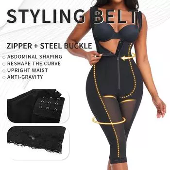 Женское боди оверсайз с плотной посадкой, подтяжкой живота, подтяжкой ягодиц и коррекцией фигуры L чёрный