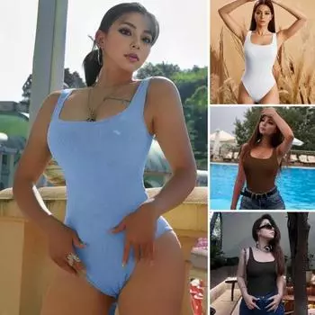 Женское боди с квадратным вырезом, без рукавов, обтягивающее, эластичное, с застежкой на пуговицы, с плотной талией, с открытой спиной, однотонное M кофейный