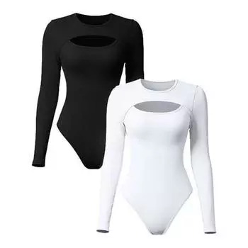 Женское боди, сексуальное, облегающее, с длинными рукавами, с круглым воротником, сплошной цвет, эластичный, дышащий, мягкий осенний женский женский купальник, топ, женская одежда L чёрный