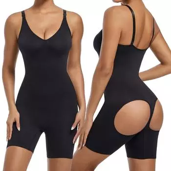 Женское боди-стринги, корректирующее белье для контроля живота, формирователь всего тела, тренажер для талии, стройнее бедра, компрессионный трико с v-образным вырезом, топы M бежевый