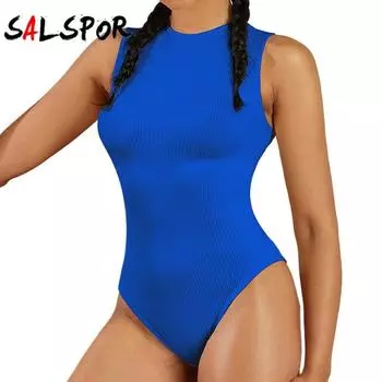 Женское боди в рубчик для йоги без рукавов, эластичный цельный дышащий спортивный комбинезон для тренировок в тренажерном зале S бежевый