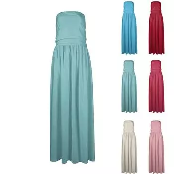 Женское богемное плиссированное платье с цветочным принтом и облегающим темпераментом, летнее пляжное платье без бретелек L хаки