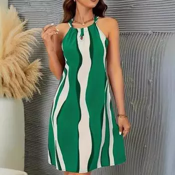 Женское бохо-праздничное платье в цветном стиле с круглым вырезом без рукавов XXL