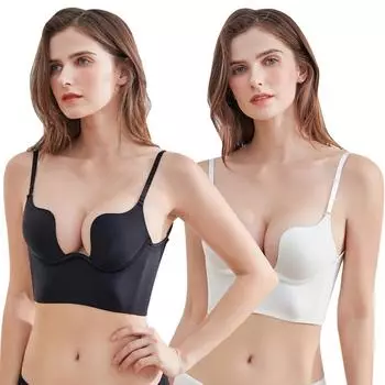 Женское большое платье без спины Halter Шея с плеча Без плеча Нижнее белье Женский тонкий отпуск U-образная форма Красота Спина Низкий вырез Бюстгальтер 70C