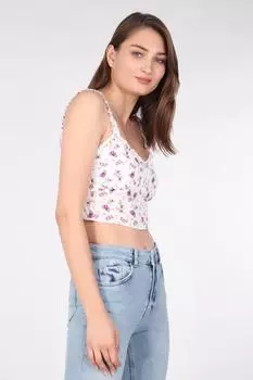 Женское Бюстье с Цветочным Ремешком, Белый