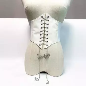 Женское бюстье с вышивкой бабочками из искусственной кожи, супер широкий пояс с цветочным принтом, реквизит для фотосъемки C