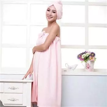 Женское быстросохнущее банное полотенце с милым бантом, спа-салфетки и шапочка для душа, набор халатов розовый