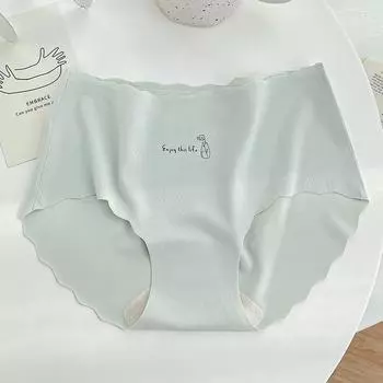 Женское цельное нижнее белье большого размера из ледяного шелка, женские дышащие трусы без следов персикового цвета на бедрах со средней талией L