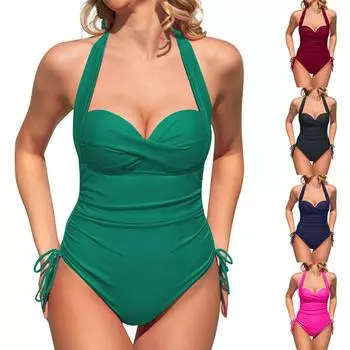 Женское цельное сексуальное бикини на шнурке с подушечками для бюстгальтера и без стального купальника с бюстгальтером XL чёрный