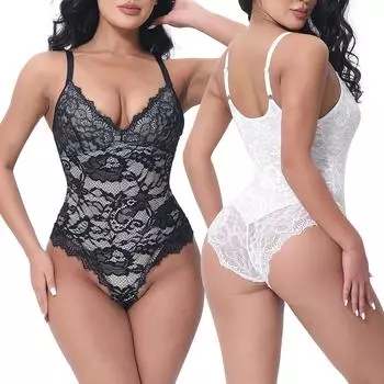 Женское цельное сексуальное нижнее белье кружевное боди с V-образным вырезом без рукавов бэбидолл стринги корректирующее белье ночное белье Control Body Shaper S