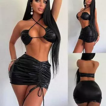 Женское черное бикини, 3 шт., сексуальный купальный костюм с высокой талией, пляжный купальник, женский летний купальник S