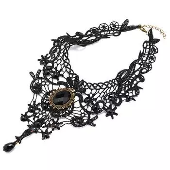 Женское черное кружевное колье с бусинами в викторианском стиле, сексуальное готическое ожерелье-воротник, хороший подарок