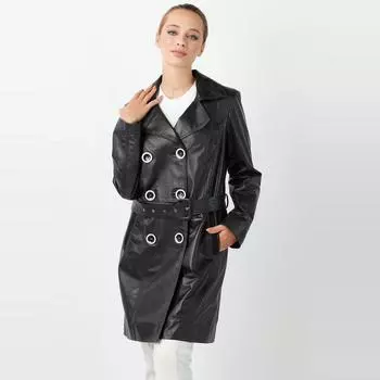 Женское черное пальто Ester из натуральной кожи