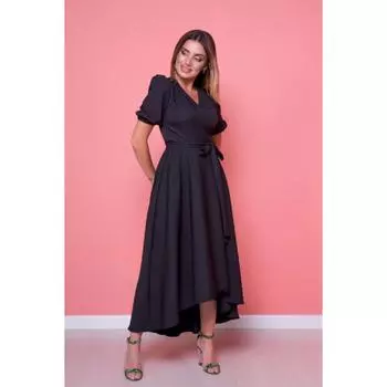 Женское черное платье асимметричного кроя больших размеров