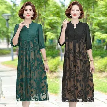 Женское черное платье больших размеров, длинное платье, платье с половиной рукава XL