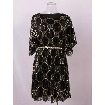 Женское черное с золотом блестящее платье Black Gold All yards