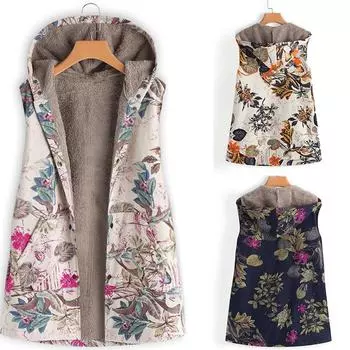 Женское цветное винтажное пальто с капюшоном для леди, зимний жилет, модная винтажная зимняя куртка с рукавами для женщин S темно-синий