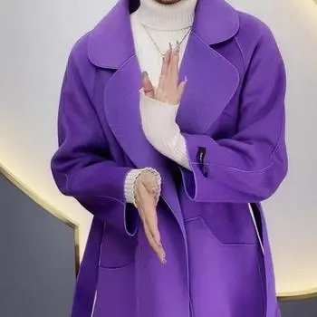 Женское деловое ветрозащитное теплое пальто Зимнее теплое твидовое пальто Узкое пальто длиной до колена 3XL