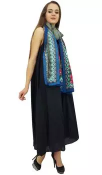 Женское дизайнерское темно-синее платье Bimba с шарфом с цветочным принтом, летняя одежда - 10 темно-синий