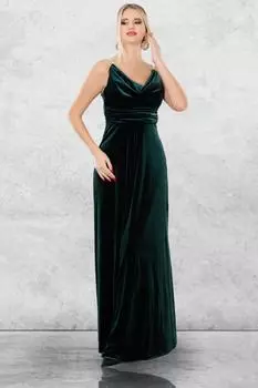 Женское длинное бархатное вечернее платье без рукавов с бретелями