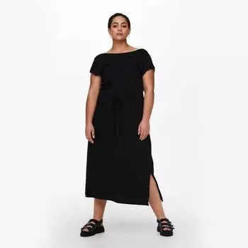Женское длинное хлопковое платье с короткими рукавами и разрезом ONLY CARMAKOMA