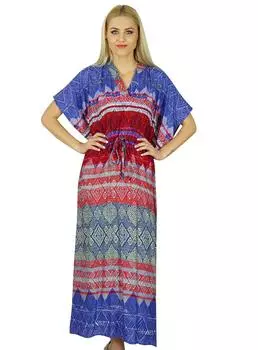 Женское длинное макси-кафтан из вискозы Bimba, прикрывающее платье из кафтана 10 разноцветный