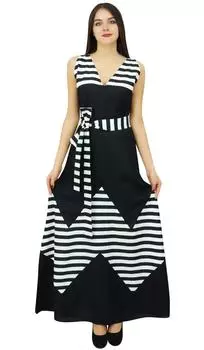 Женское длинное макси-платье Bimba без рукавов, черное платье из вискозы, шикарное праздничное платье 10 чёрный