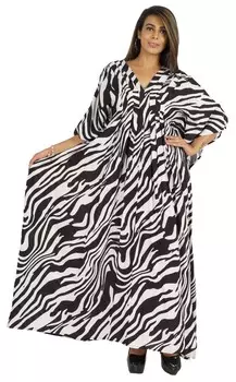 Женское длинное макси-платье Moomaya с принтом, ночное платье с рукавами-кимоно, макси-кафтан L чёрный