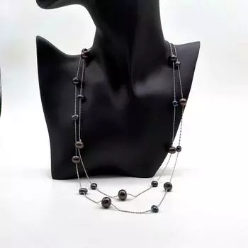 Женское длинное ожерелье, пресноводный черный жемчуг и маленький барочный жемчуг, украшения, свитер, платье, аксессуары, товары для вечеринок 120cm чёрный