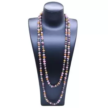 Женское длинное ожерелье с цветным пресноводным жемчугом, длинное ожерелье для свитера, круглое жемчужное платье, аксессуары, двухслойное ожерелье 120cm