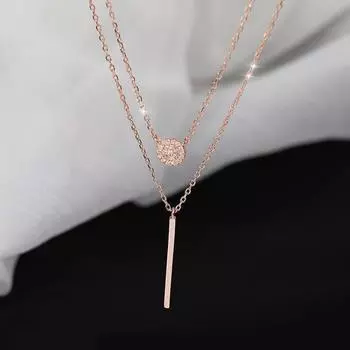 Женское длинное ожерелье с подвеской из стерлингового серебра 925 пробы, двухслойное геометрическое ожерелье, свадебные украшения S-N712