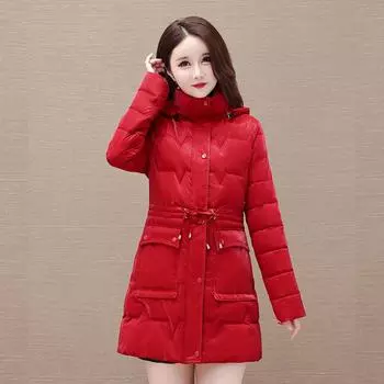 Женское длинное пальто зимой 2023 года. Новое тонкое модное утепленное пуховое пальто. M чёрный